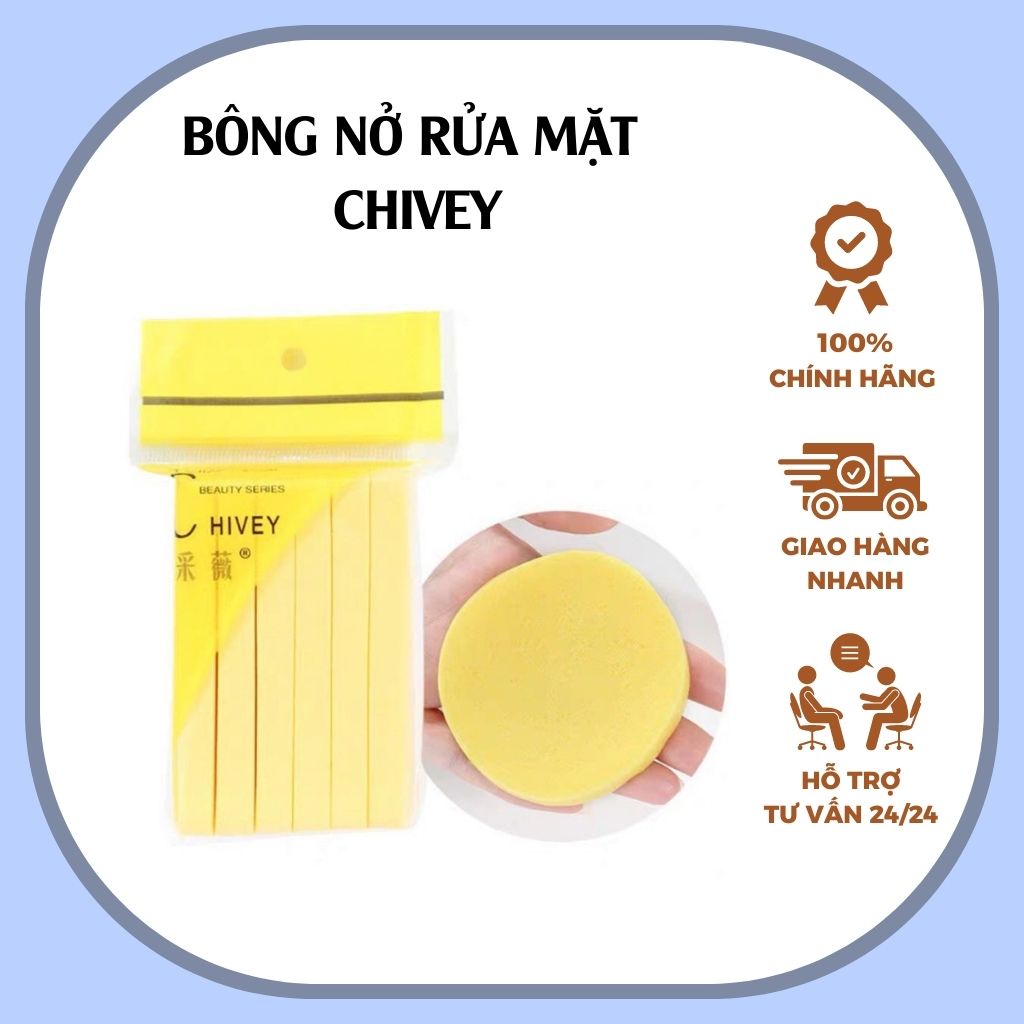 Bông nở rửa mặt Chivey 12 miếng - Miếng mút rửa mặt bọt biển dạng nén