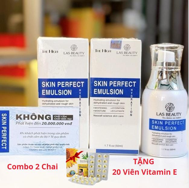 Combo 2 chai- Tặng 2 vỉ vitamin E - Sữa dưỡng Rong Nho Nhật Bản CHÍNH HÃNG Las Beauty truyền trắng dưỡng da căng bóng Skin Perfect Emulsion 50ml