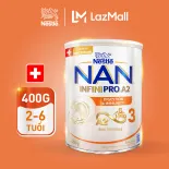 [CHỈ 15-17.11 QT Đơn 599K/999K] Sữa bột Nestlé NAN INFINIPRO A2 bước 3 400g cho bé 2 - 6 tuổi nhập khẩu Thụy Sĩ với công thức đầu tiên chứa đạm A2, 6HMO & Lợi khuẩn kép
