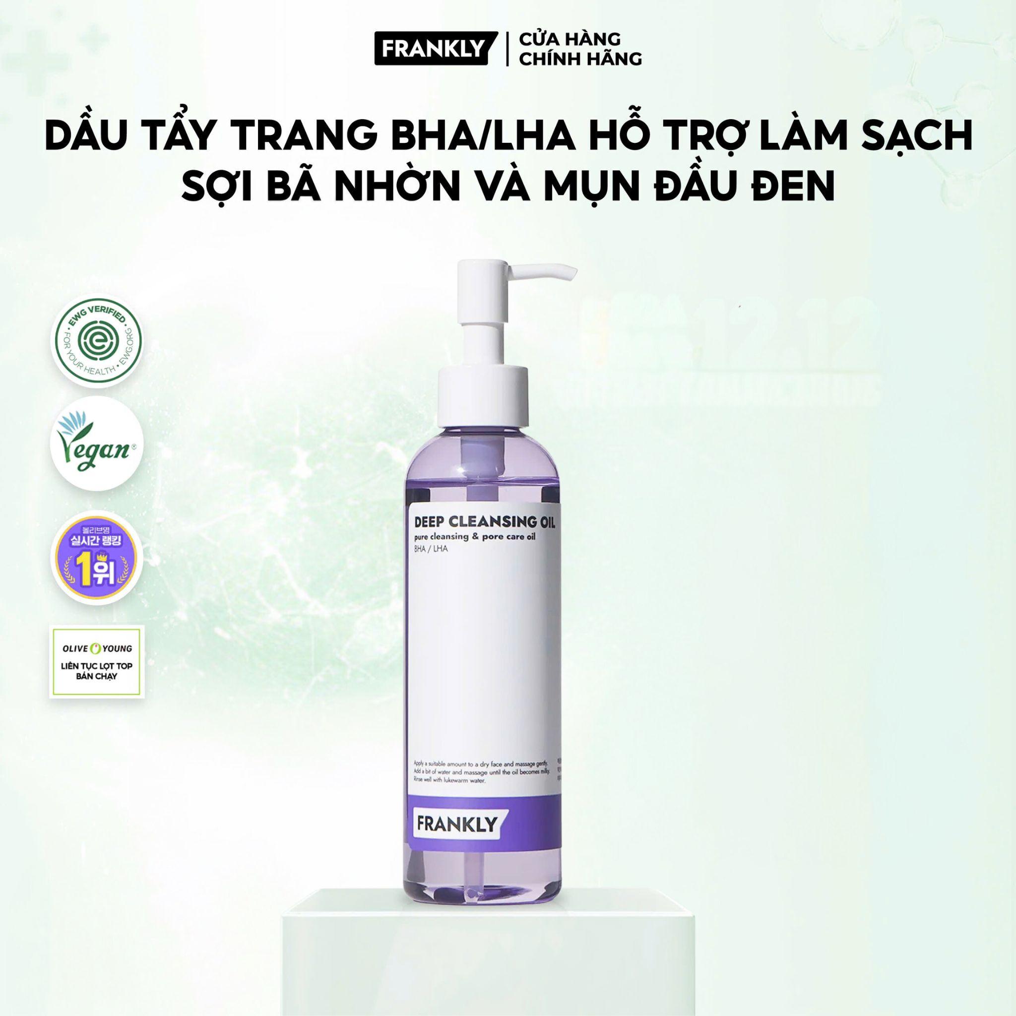 Dầu tẩy trang Frankly BHA/LHA làm sạch mụn ẩn và mụn đầu đen Frankly Deep Cleansing Oil 200ml B1