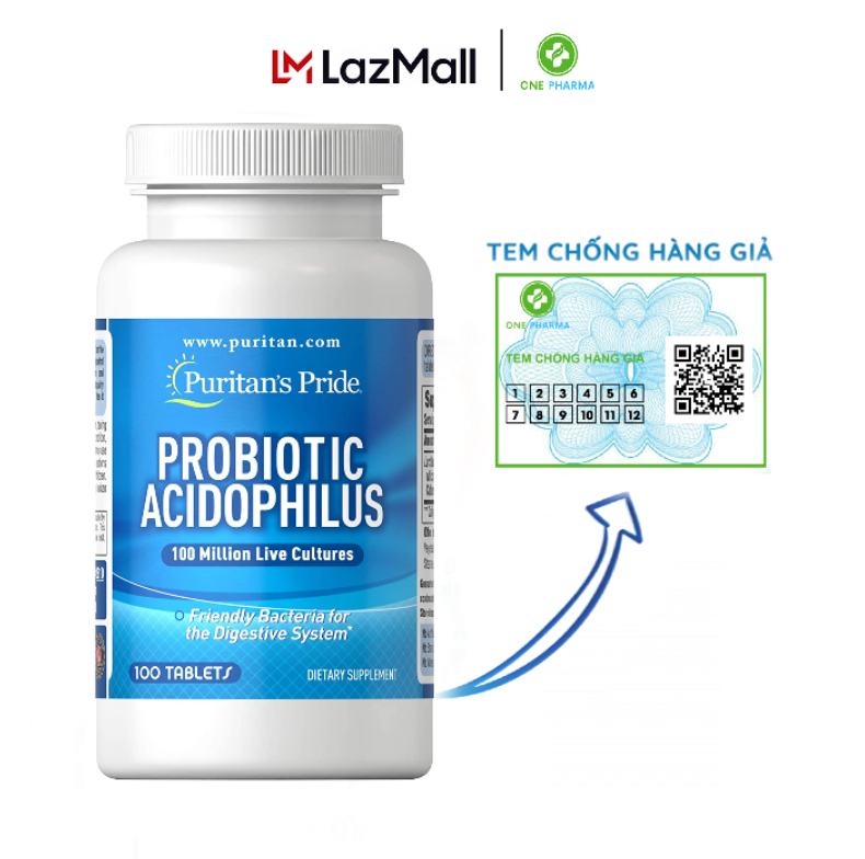 Thực phẩm chức năng Men vi sinh Probiotic Acidophilus 100 viên Puritan
