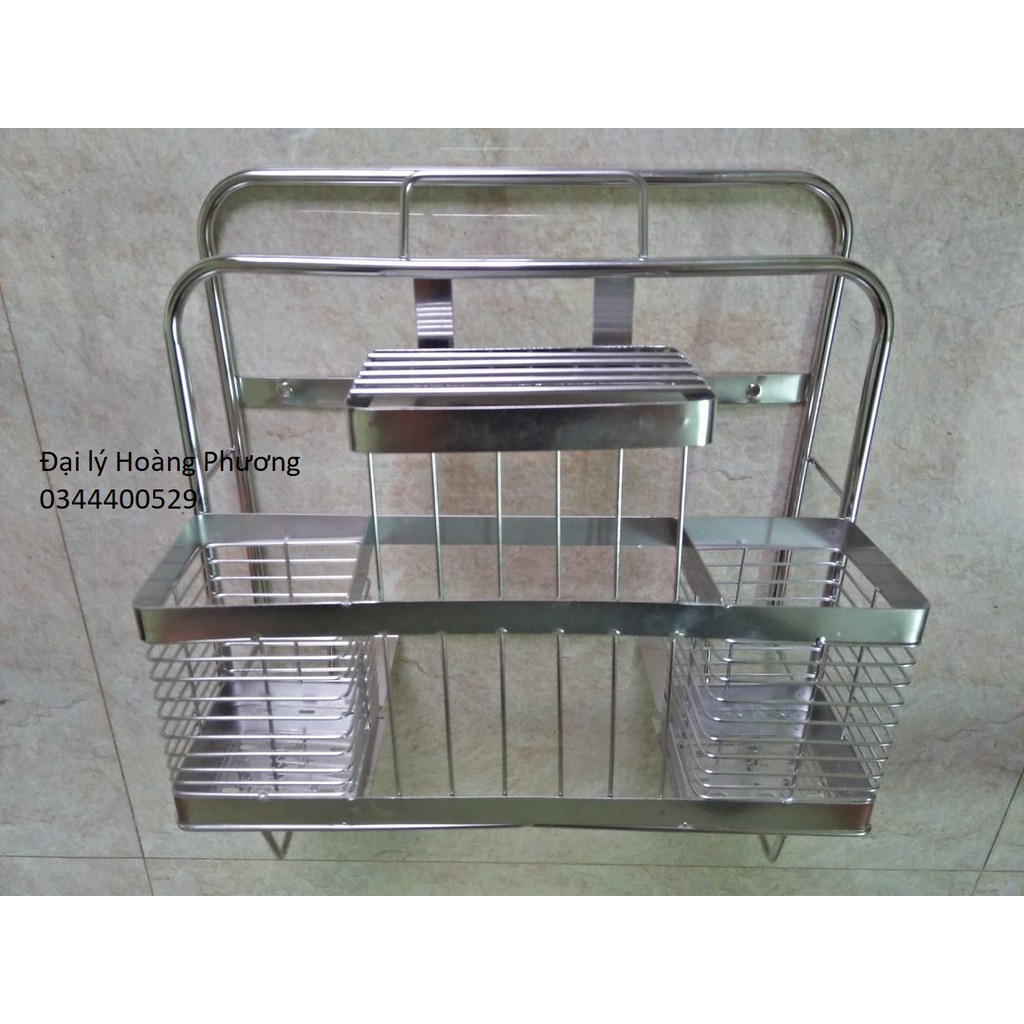 Kệ để dao thớt kèm ống đũa inox loại đẹp, kệ để dao thớt inox có thể treo tường hoặc để bàn