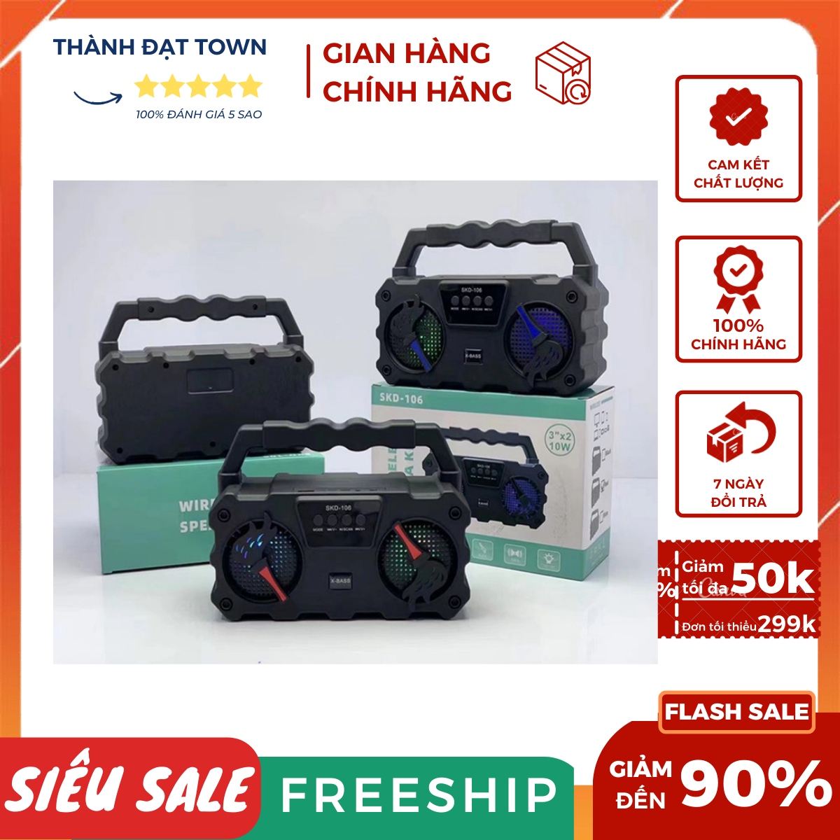 Loa bluetooth hát karaoke skd -106 nghe nhạc cực đã âm bass cực mạnh loa bluetooth mini