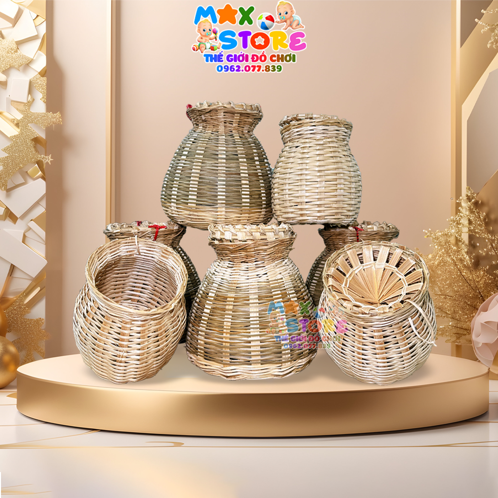 Giỏ cua, giỏ tôm, giỏ cá mây tre đan decor trang trí nhà hàng quán ăn góc dân gian