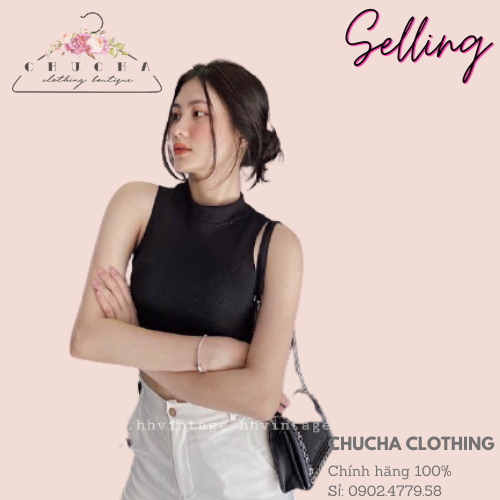 Áo ba lỗ Nữ cổ cao 3 phân sát nách chất Thun Gân Cho mùa hè, Áo Tanktop Nữ Cổ cao, Ảnh Thật + Video Shop quay