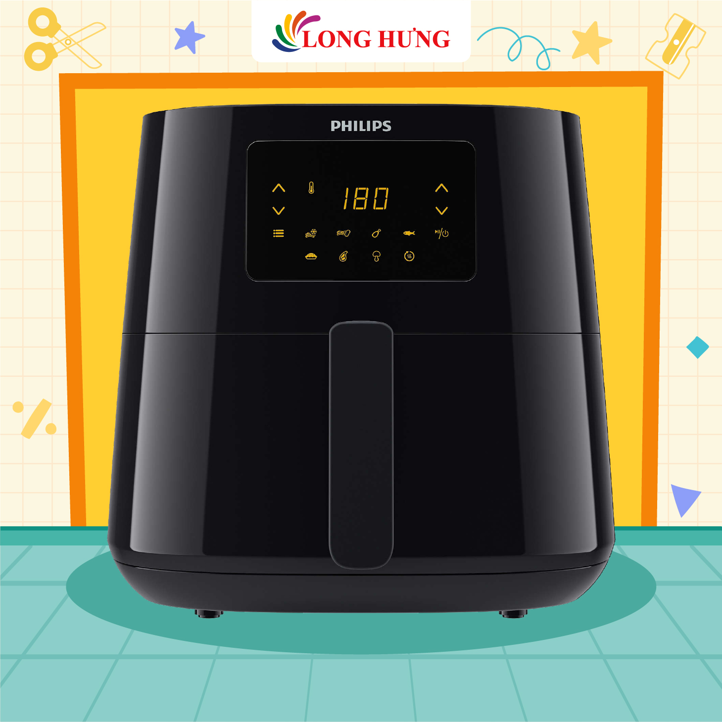 Nồi chiên không dầu điện tử Philips 6.2 lít HD9270/90 - Hàng chính hãng - Thiết kế nhỏ gọn, dễ dàng đặt mọi nơi, phù hợp nấu nhiều loại thực phẩm
