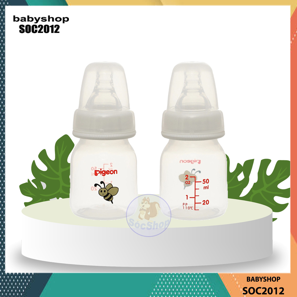 Bình sữa 50ml Pigeon nhựa PP không PBA an toàn cho trẻ bình sữa sơ sinh