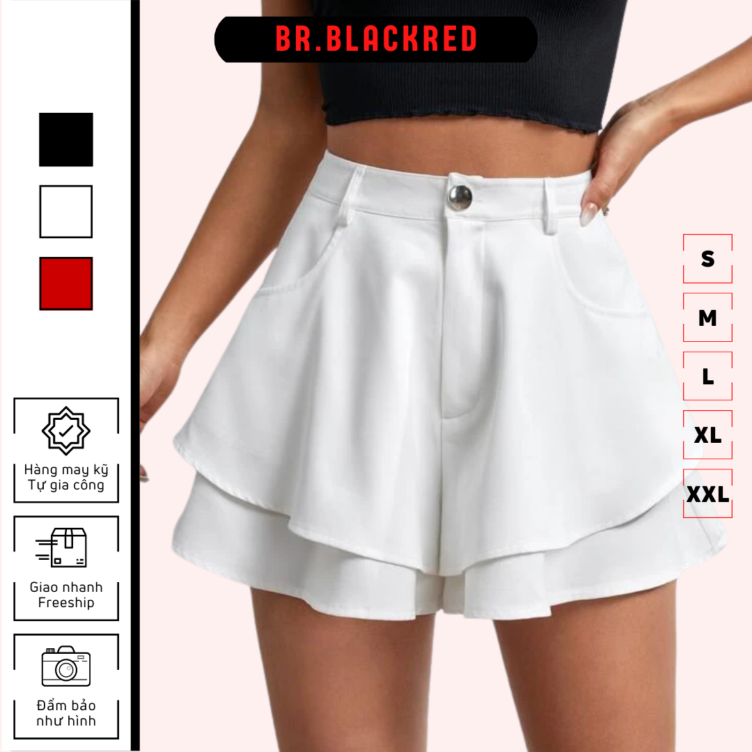 Quần váy nữ BLACKRED quần đùi nữ may 2 tầng giả váy dáng xòe cực đẹp