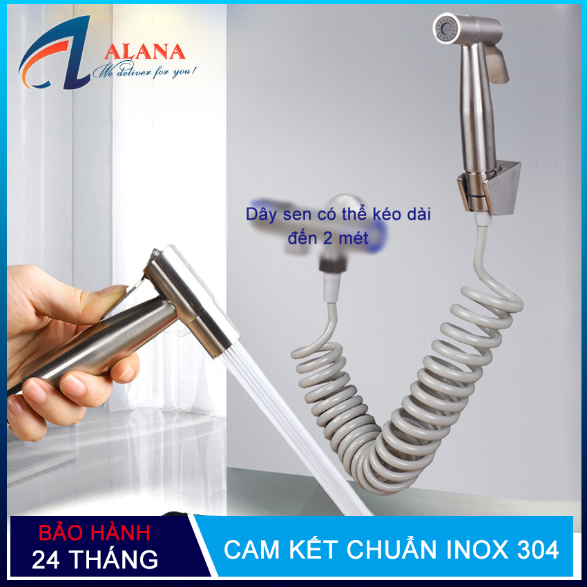 Bộ vòi xịt vệ sinh Rihome QH-PJ004 - chất liệu inox 304 cao cấp bền bỉ, thiết kế sang trọng ( bao gồm vòi xịt, đế cài, dây sen kéo rút dài gần 2 mét)