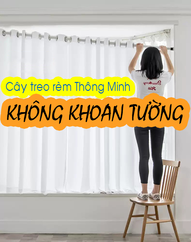 Size dài t10 - thanh treo rèm không khoan, cây treo rèm cửa không cần đinh vít