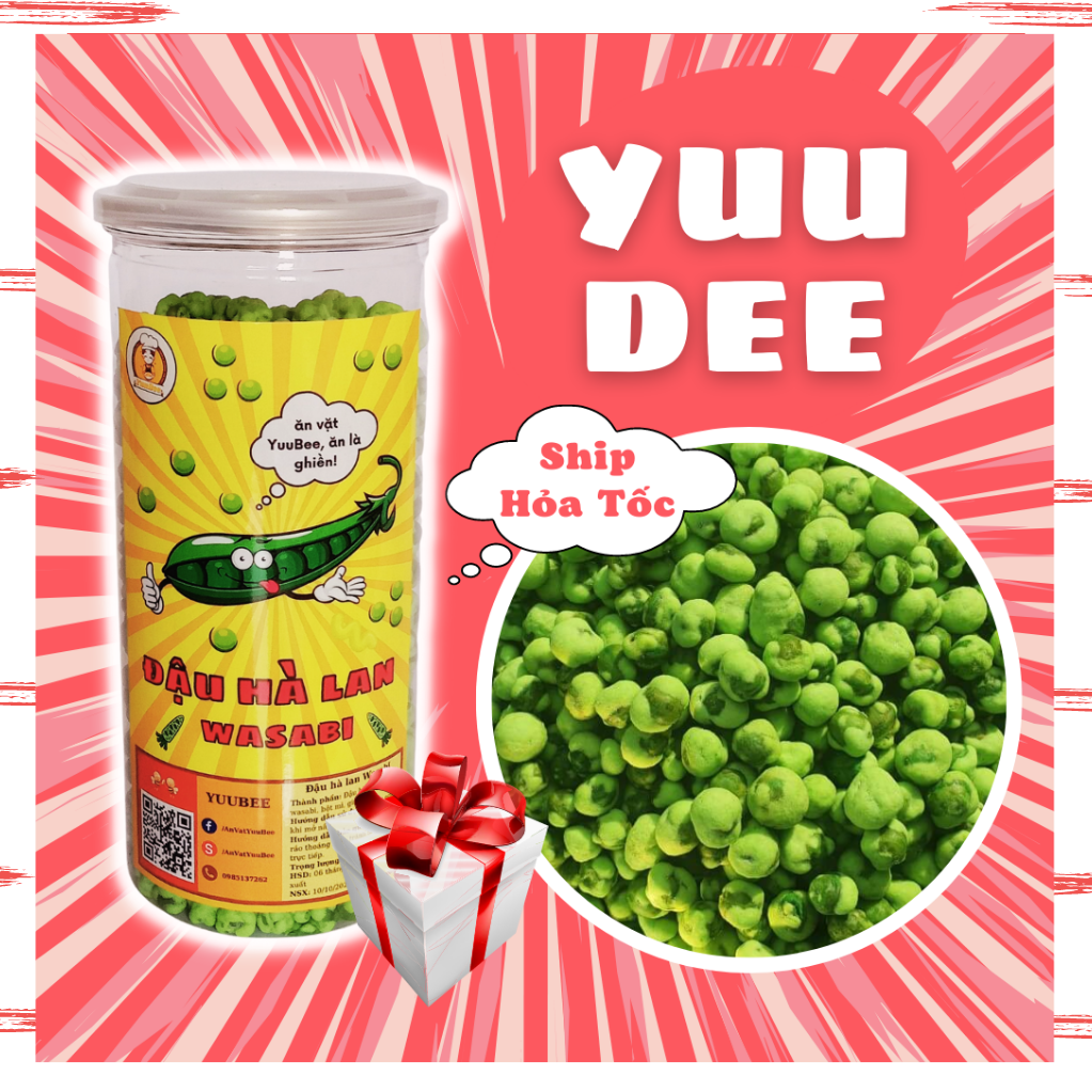 Đậu hà lan wasabi yuudee thơm ngon đậm vị 420g - đồ ăn vặt việt nam - ăn vặt yuudee