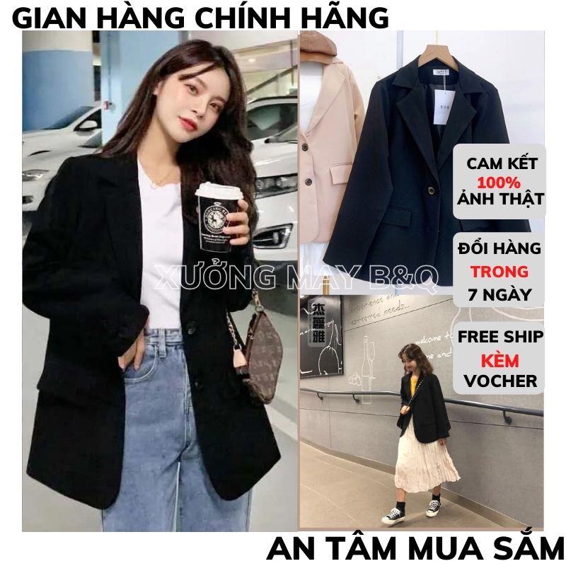 Áo blazer nữ khoác blazer dài tay ĐEN phong cách hàn quốc chất liệu tuyết mưa thích hợp thời tiết thu đông ,áo khoác balzer vets nữ ,áo khoác nữ ,áo blazer ulzzang, áo vest hàn quốc đi học, áo vest công sở, áo vest nữ, áo vest blazer nữ