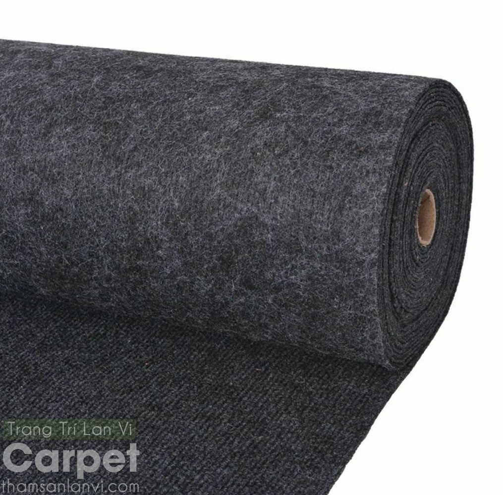 Thảm nỉ trải sàn màu xám đen, dày 3mm, văn phòng, sự kiện, phòng bếp, khổ 2m