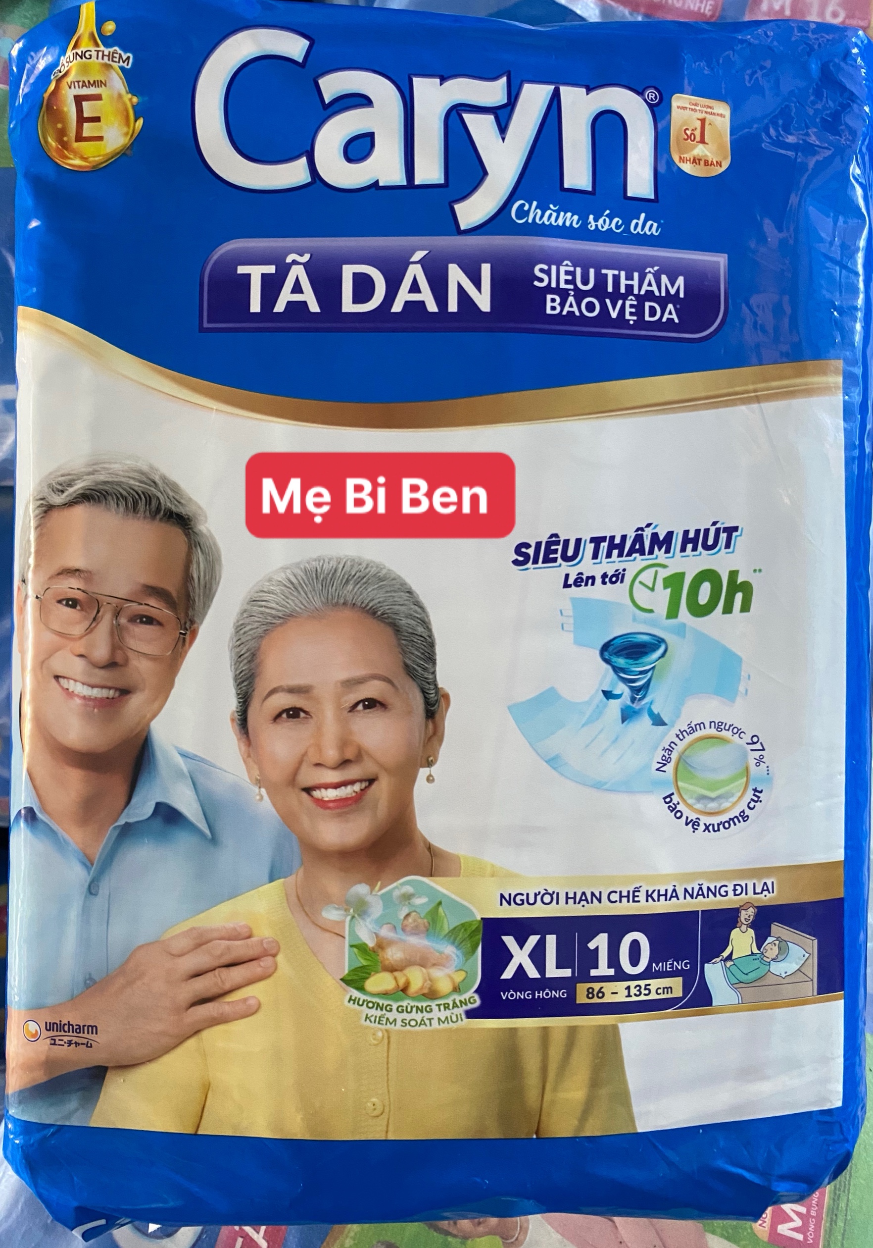Tã bỉm dán người lớn caryn size xl10 miếng - chính hãng