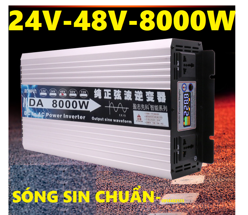 Bộ đổi nguồn 24v/48v sang 220v sin chuẩn 8000w - bộ đổi nguồn 220v sin chuẩn 8000w - 24v/48v