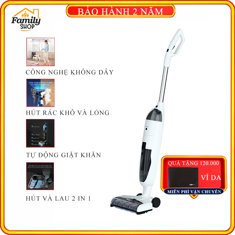 Máy hút bụi cầm tay không dây phiên bản quốc tế hút và lau 2 in 1, hút khô lỏng, tự động giặt khăn công suất lớn hiệu quả hoạt đông cao. BẢO HÀNH 2 NĂM, LỖI ĐỔI MỚI 1-1 TRONG 7 NGÀY ĐẦU