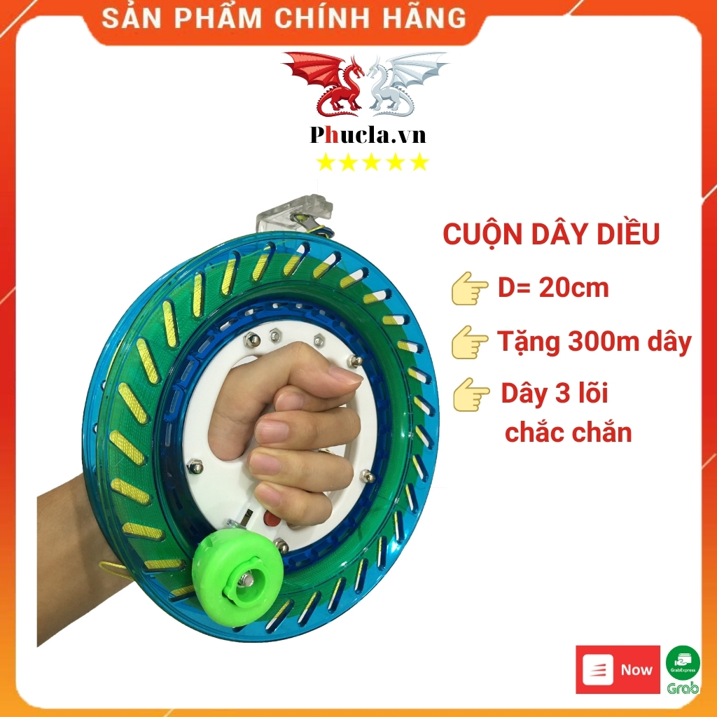 Diều đồ chơi ngoài trời Dây thả diều có tay quay tự động cuộn thả chất liệu dai bền tặng kèm 300m dây