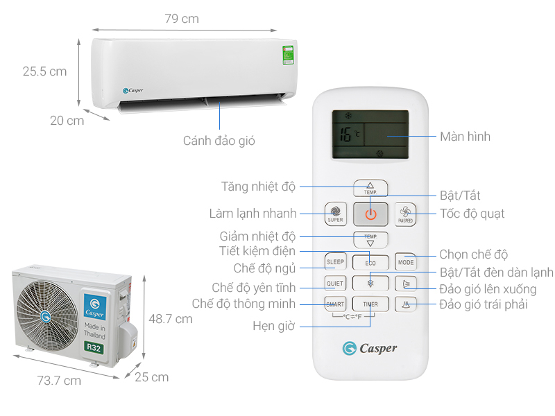 Điều hòa casper 1 chiều inverter 9000btu gc-09tl32