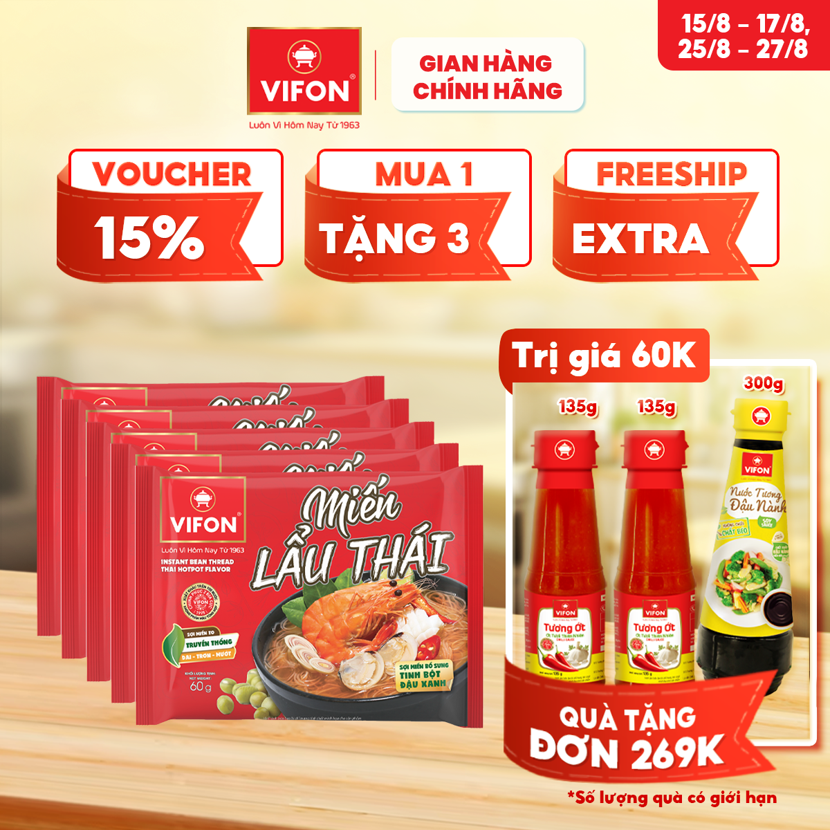 -miến lẩu thái / măng vịt/ sườn heo vifon 60g / gói