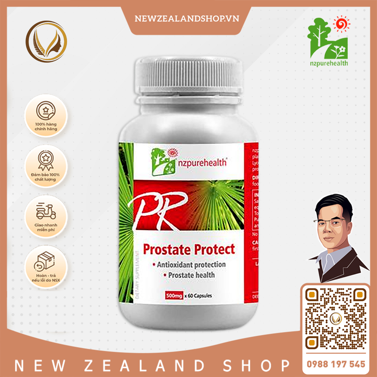 Viên uống hỗ trợ tuyến tiền liệt Nz Pure Health Prostate Protect 60 viên