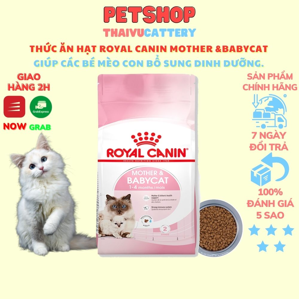 Thức ăn hạt Royal Canin Mother & Babycat giúp các bé mèo mẹ, mèo con bổ sung dinh dưỡng 2Kg