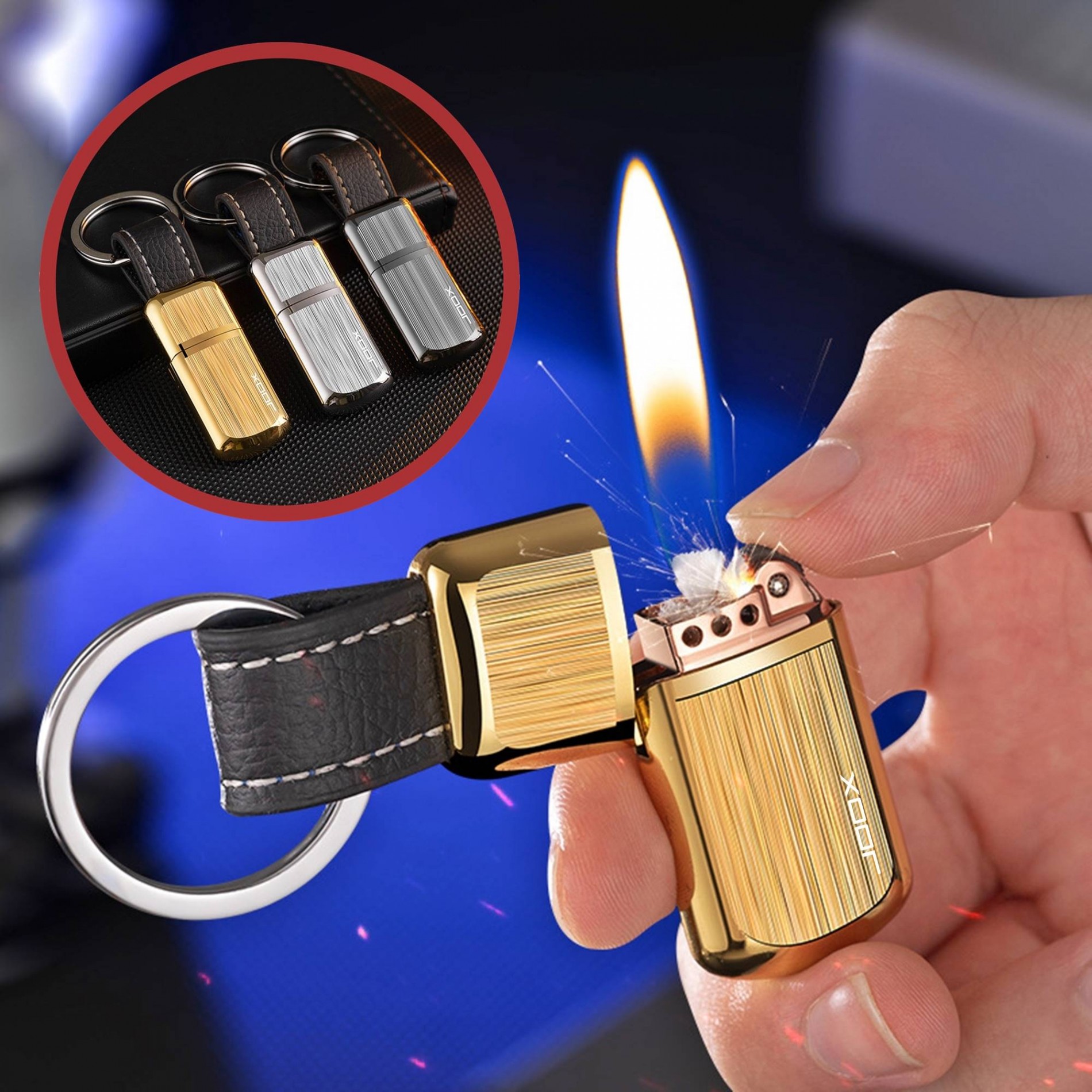 Bật lửa xăng đá - móc khoá joox vân xước -