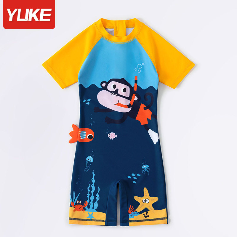 Đồ bơi bé trai - đồ bơi liền thân cho bé trai hoạ tiết khỉ con- đồ bơi liền thân trẻ em thương hiệu yuke - đồ bơi trẻ em