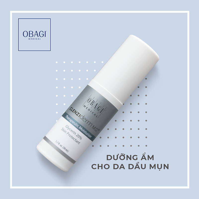 Kem hỗ trợ điều trị giảm mụn phục hồi da O.b.agi CL.E.NZIderm M.D. Therapeutic Moisturizer 50ml
