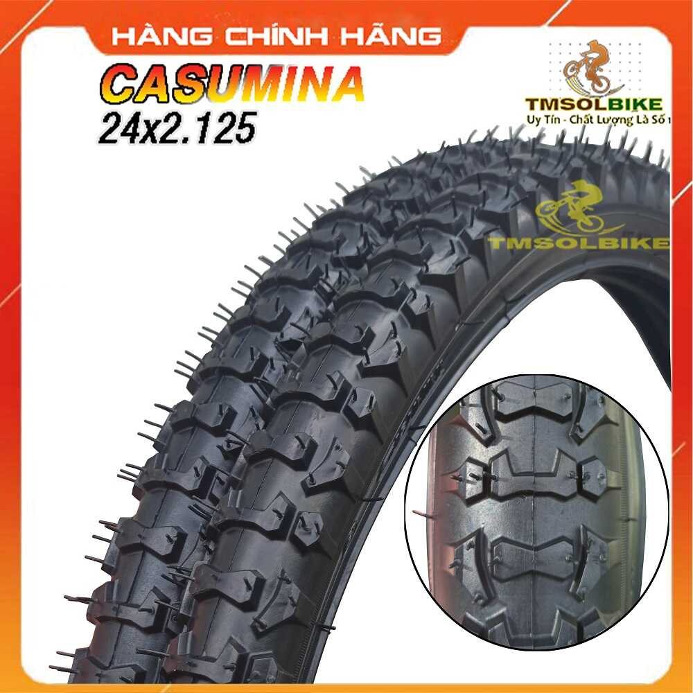 Vỏ ruột, săm lốp xe đạp 24x2.125 casumina chính hãng gai lớn