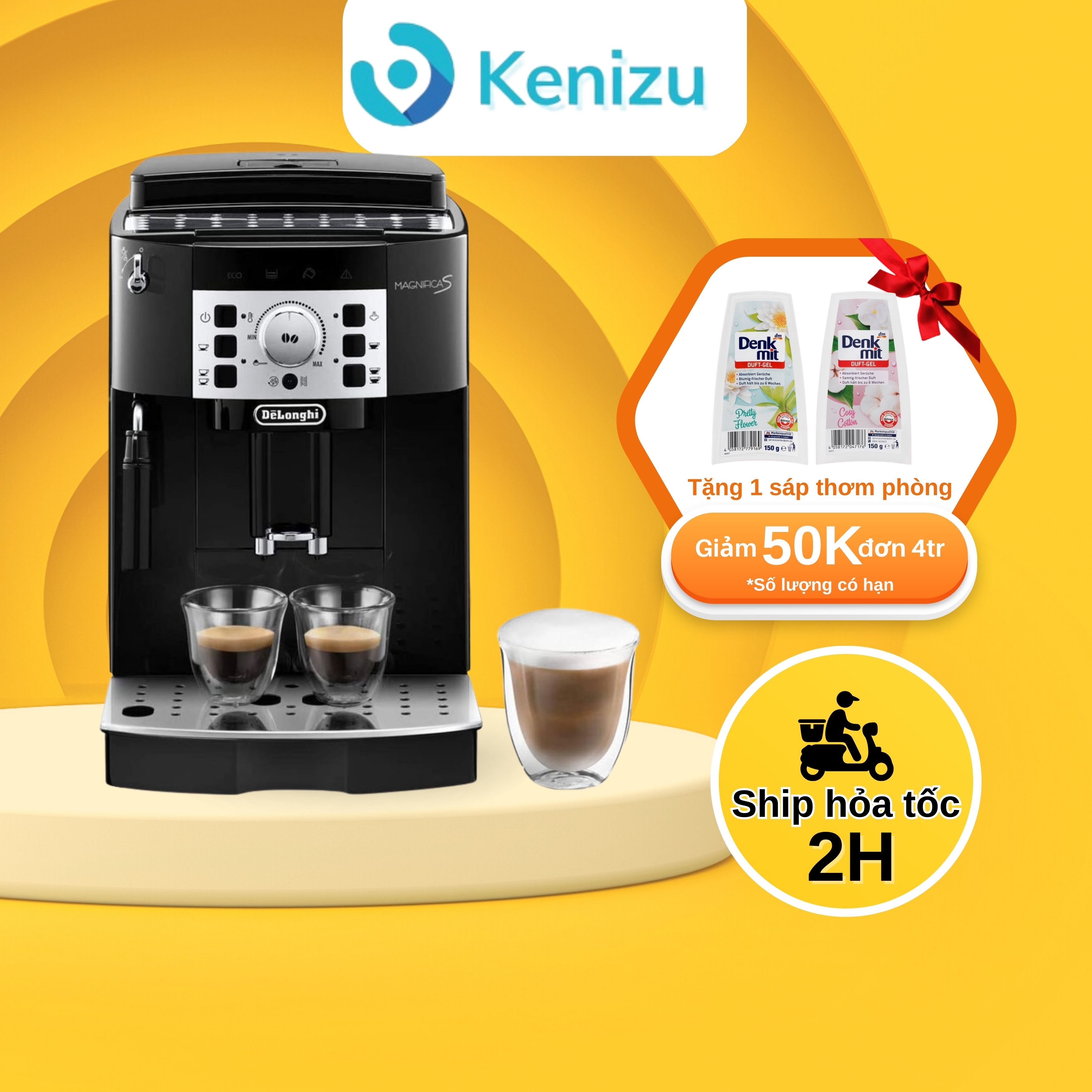 Máy pha cà phê Delonghi magnifica S Ecam 22.110.B. 22.116.B, Hệ thống sưởi nhanh chóng, Pha 2 tách cà phê một lúc, Cối xay êm với 13 cấp độ điều chỉnh, Hàng chính hãng, Bảo hành 12 tháng, xuất xứ Italy