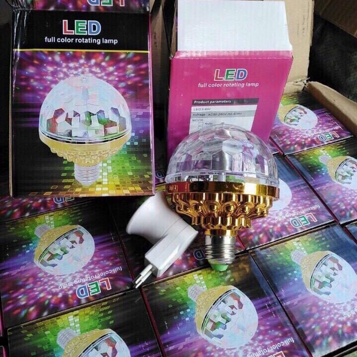 Bóng đèn led xoay 360 pha lê 7 màu vũ trường, màu đa sắc rực rỡ, chuôi bóng được thiết kế với dạng ốc E27 ( loại tốt)