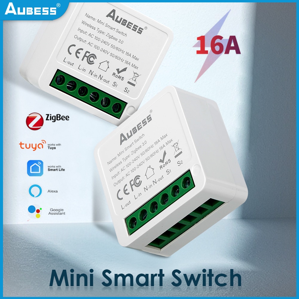 Tuya ZigBee 3.0 thông minh chuyển đổi ánh sáng 16A nhà thông minh tự động hóa DIY Mini ngắt Hỗ trợ 2 cách làm việc với Alexa nhà
