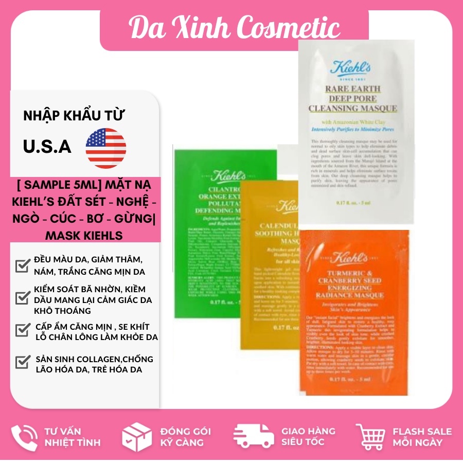 [ Sample 5ml] Mặt nạ Kiehl’s đất sét - nghệ - ngò - cúc - bơ - gừng| Mask Kiehls