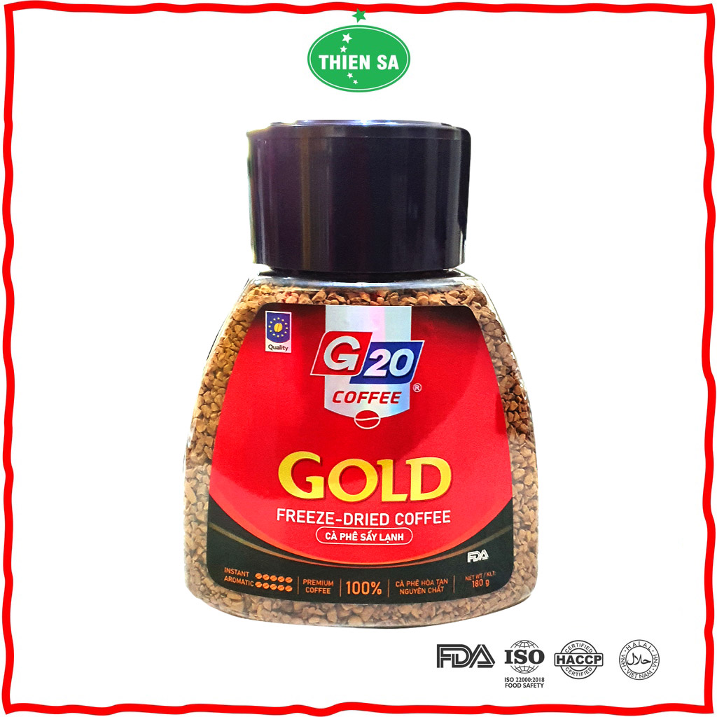 Cà phê sấy lạnh hòa tan nguyên chất gold 100% ariabica hũ 180g - g20 coffee