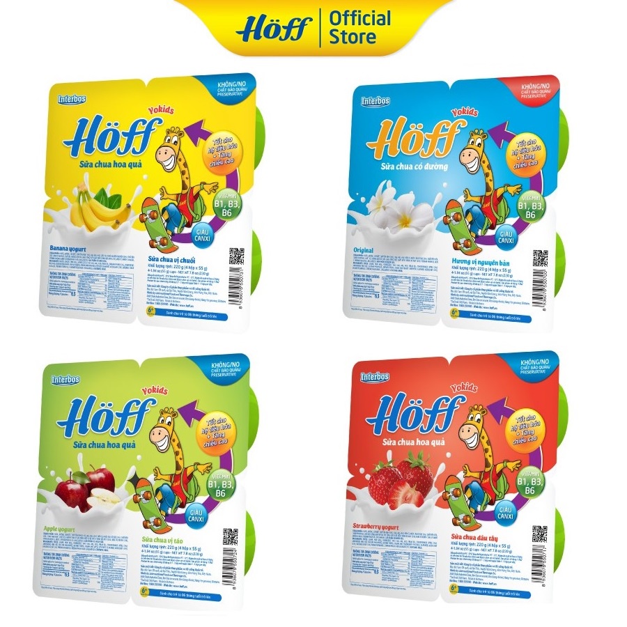 Sữa chua Hoff trái cây cao cấp Hoff (lốc 4 hộp) 6m......: