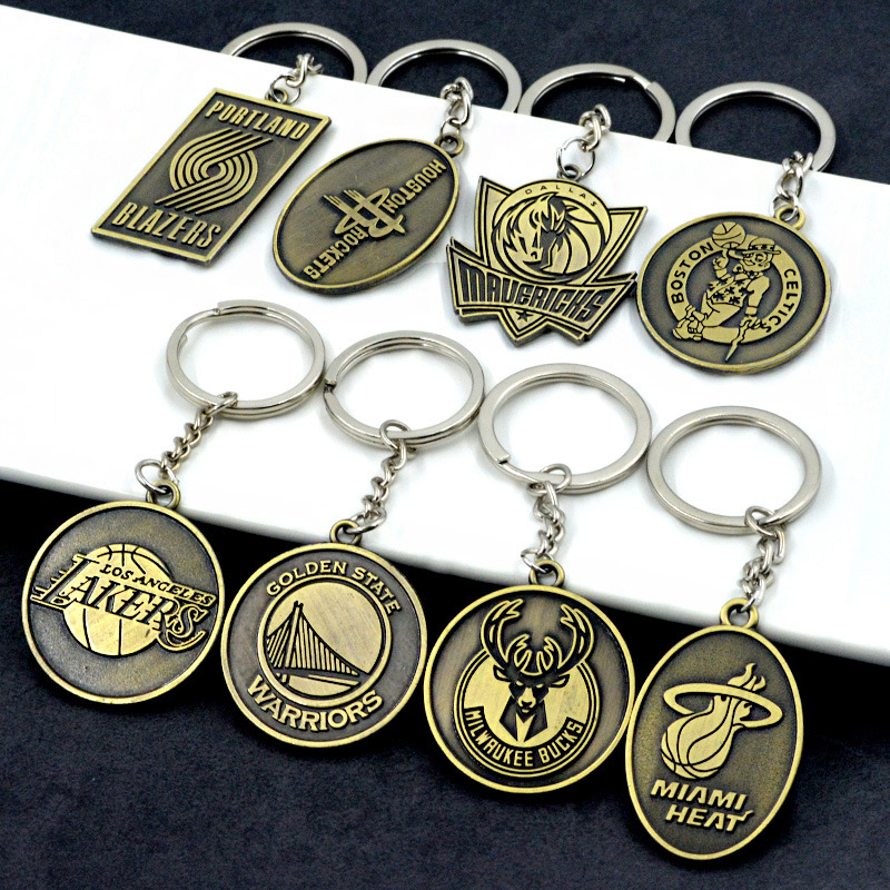 Móc Treo Chìa Khóa Bóng Rổ NBA Dập Nổi Logo CLB Boston Celtics Brooklyn Nets Houston Rockets Milwaukee Bucks Miami Heat