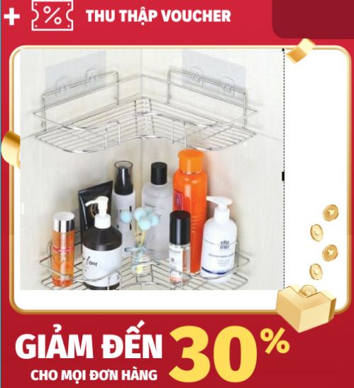 Kệ góc dán tường để đồ nhà tắm nhà bếp đa năng chất liệu inox không rỉ chịu tải 5kg kèm 4 miếng dán tường gạch men siêu chắc - KG210