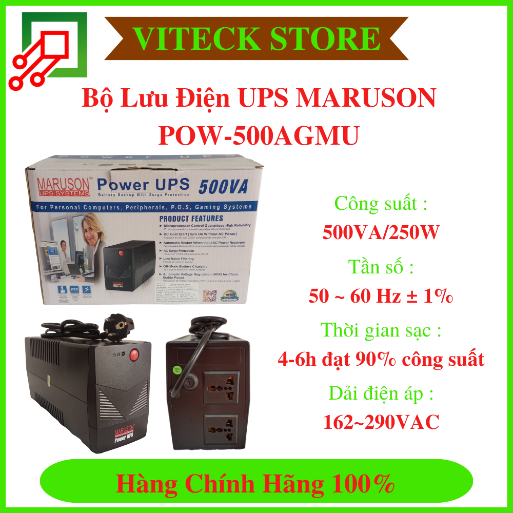 Bộ nguồn lưu điện ups maruson pow-500agmu - tần số 50 ~ 60hz - hàng chính hãng