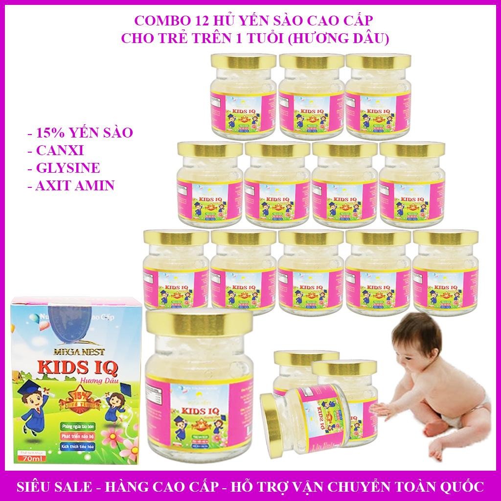 COMBO 12 HỦ YẾN SÀO VỊ DÂU 15% YẾN CHO TRẺ CHẬM LỚN THẤP CÒI - MEGA NEST KIDs IQ