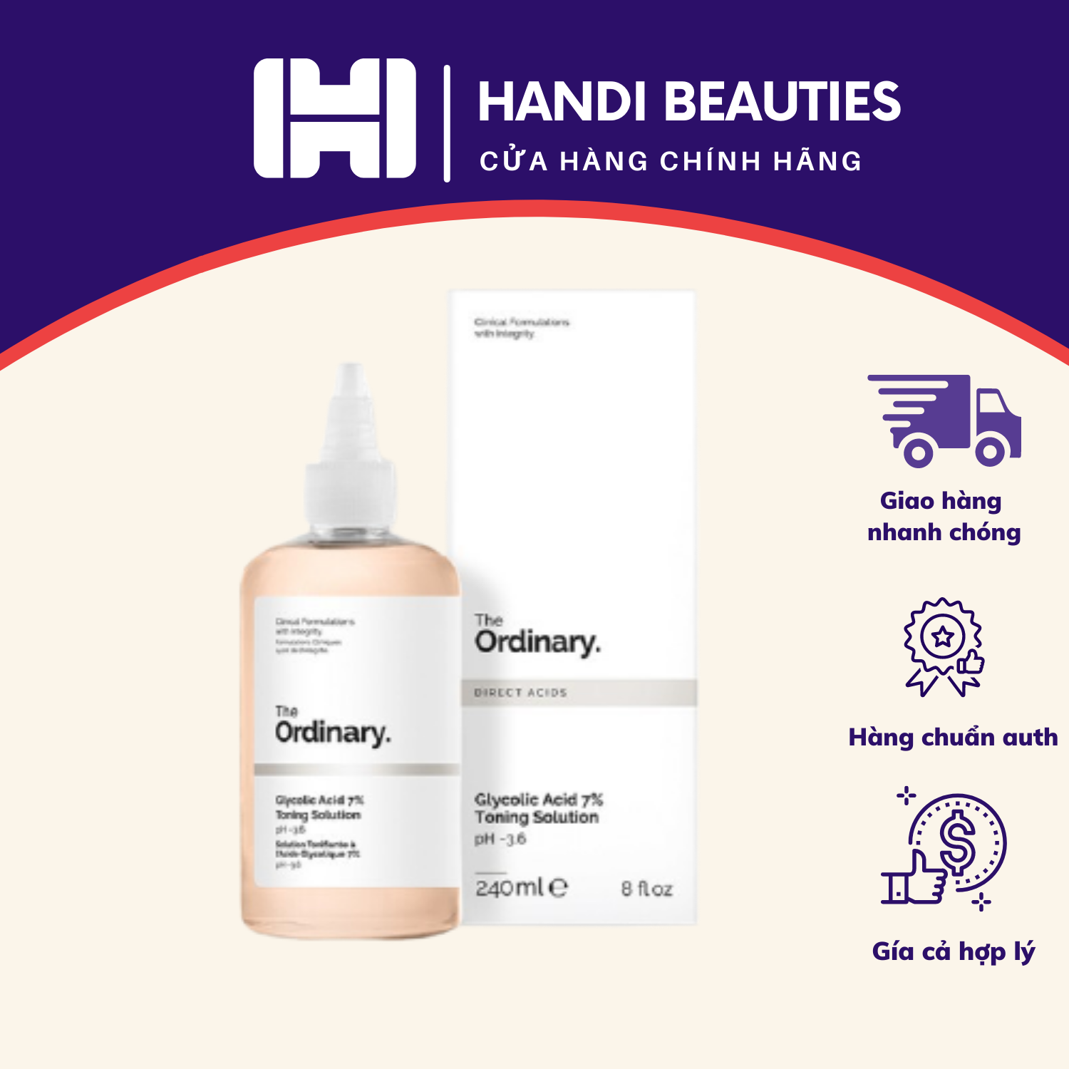 (Bill Canada) Toner tẩy da chết 240ml Glycolic Acid 7% Toning Solution The Ordinary 5.0