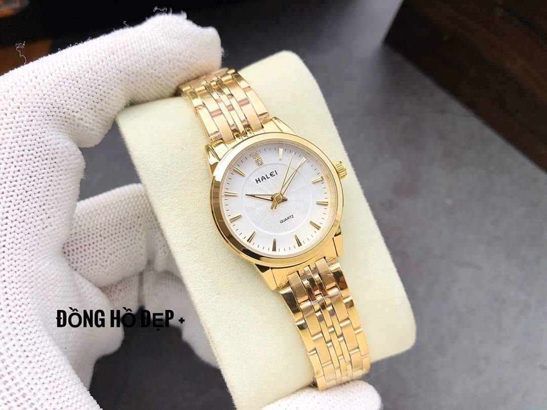 đồng hồ nữ đẹp mặt trắng HLP06 chống nước chống xước