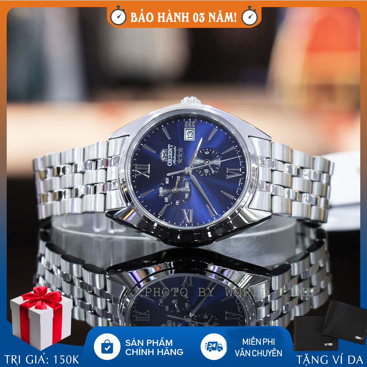 Đồng hồ Nam Orient RA-AK0505L10B, full box , sổ bảo hành toàn quốc, chống xước , chống nước, dây thép