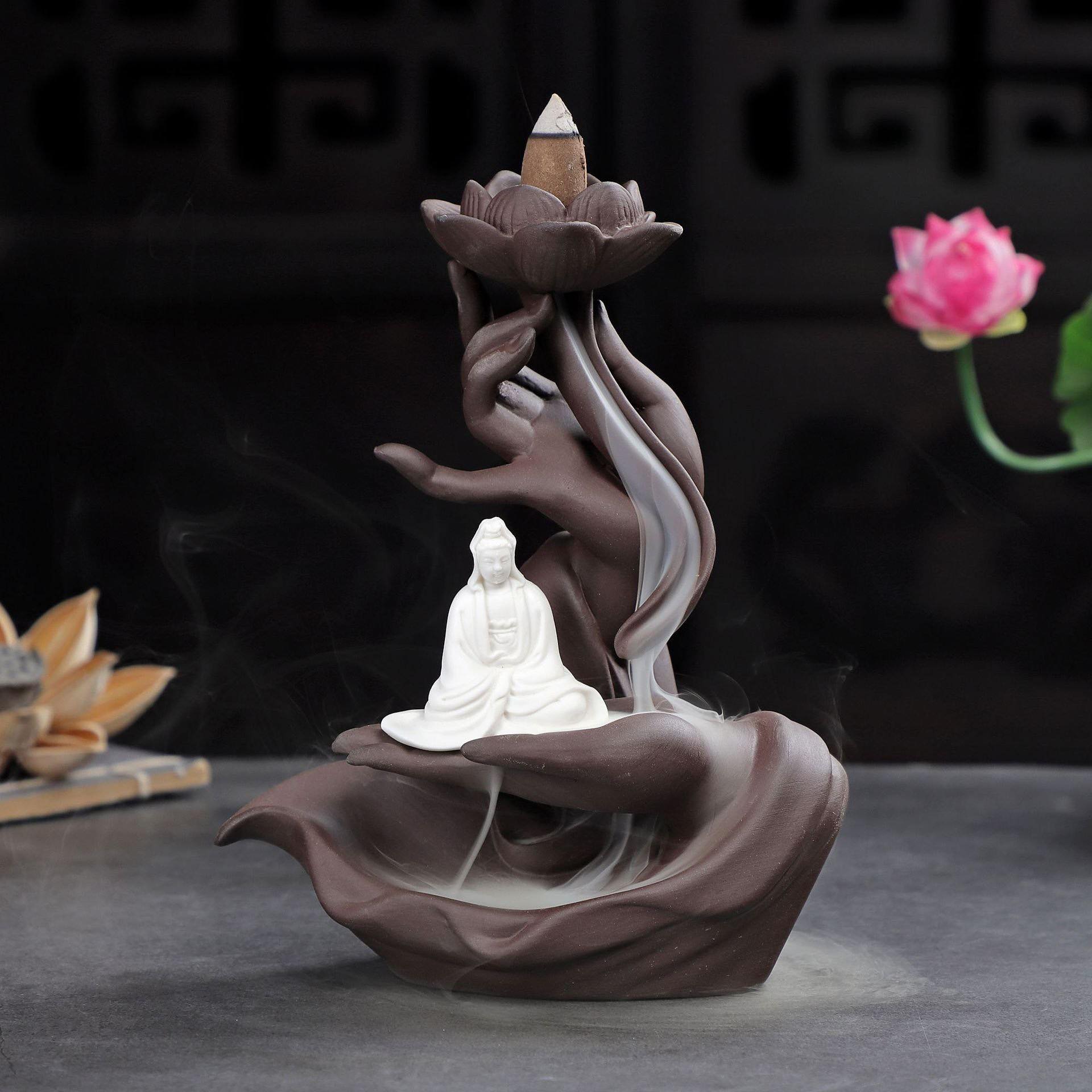 Thác Khói Trầm Hương Thác Bàn Tay Phật tặng 10 nụ trầm tự nhiên