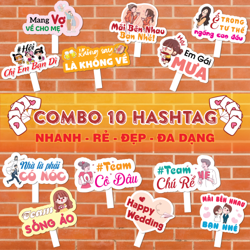 Combo 10 hashtag cầm tay chụp ảnh đám cưới hàng đẹp