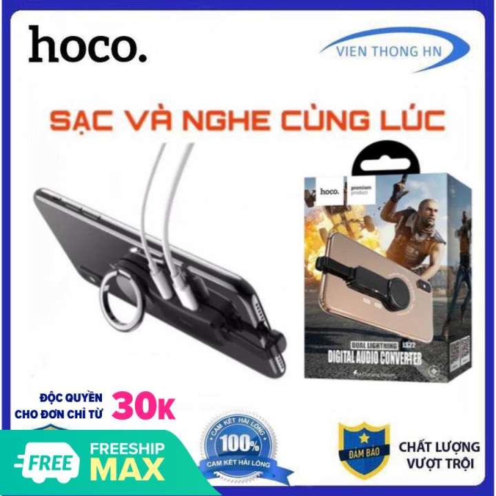 Bộ chia cổng chuyên game Lighing to dual Lightning Hoco LS22 - Bộ chuyển đổi từ 1 Lightning Thành 2 Đầu Lightning Cho IP vừa sạc vừa nghe nhạc - CÁP SẠC CHƠI GAME HOCO