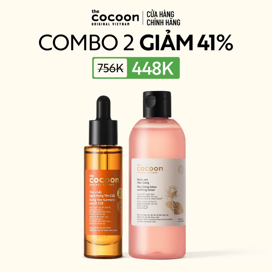 COMBO 1 Tinh chất nghệ Hưng yên C22 - 22% Vitamin C 30ml + 1 Bigsize Nước sen Hậu Giang Cocoon 310ml