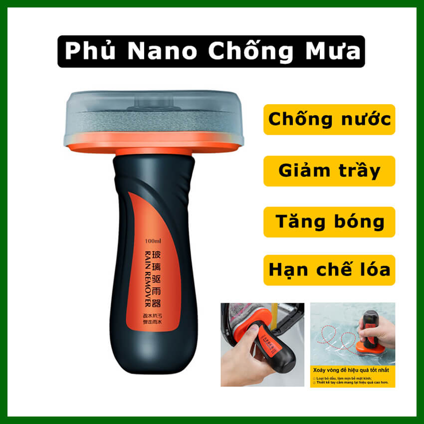 Chai xịt Nano phủ bóng chống nước kính ô tô, phủ nano chống bám nước bụi bẩn kính cận, kính mũ bảo hiểm, phủ Nano chống mưa kính xe máy - 100ML