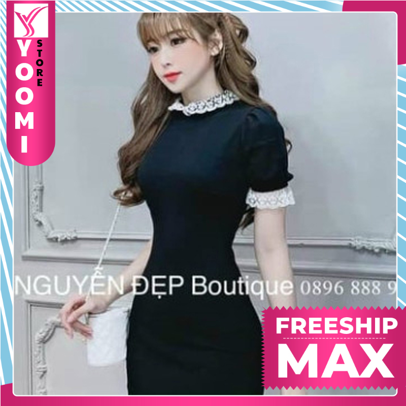 Đầm nữ tiểu thư body phối ren tay và cổ thời trang Yoomi