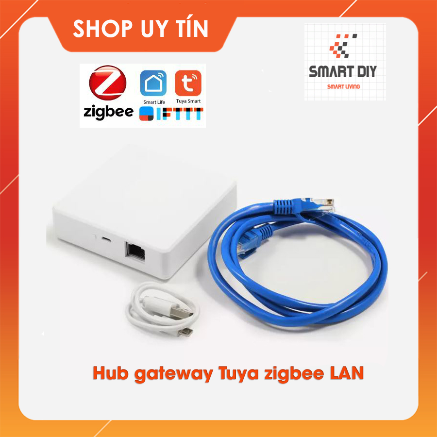Bộ điều khiển trung tâm zigbee Hub Zigbee có dây LAN kết nối đến 300 thiết bị con sử dụng app Tuya Smartlife