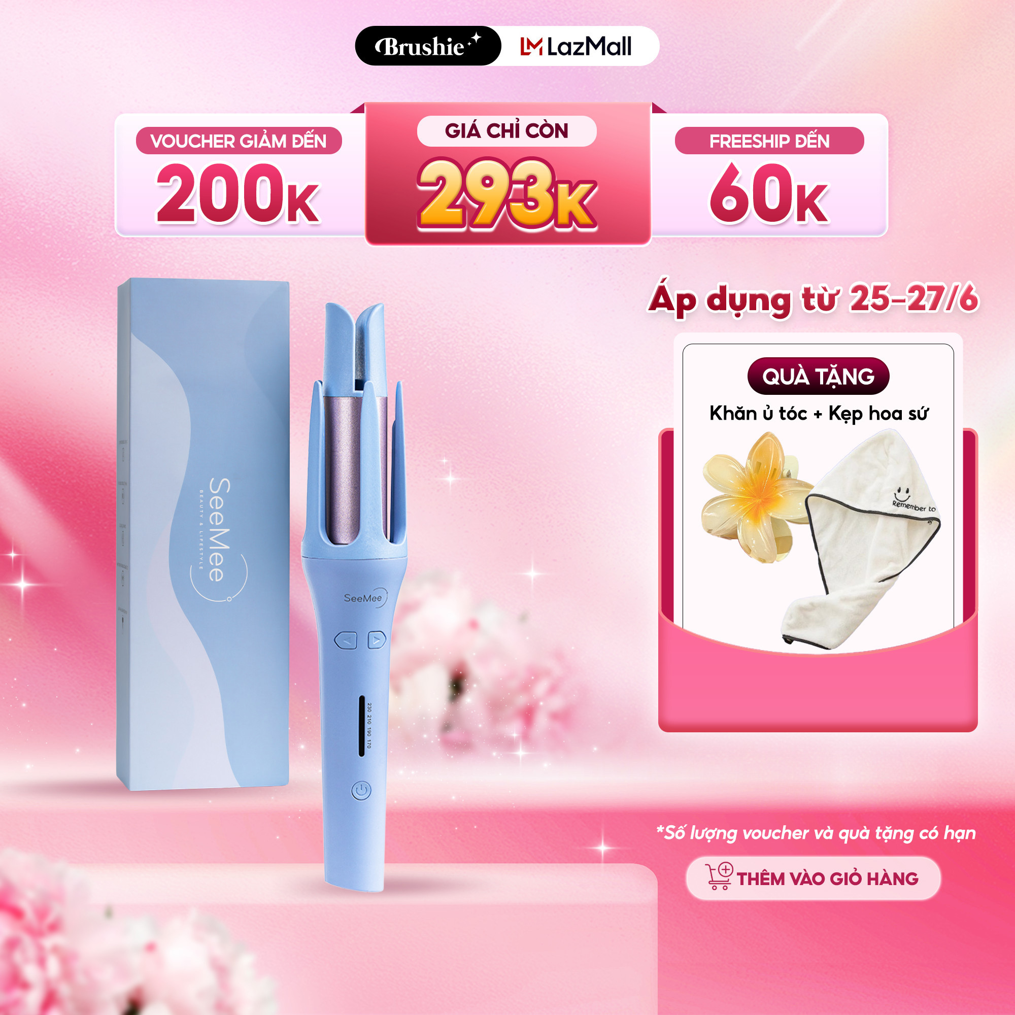 [LAZSOCIAL100K 25/6 giảm 15% đơn từ 250K tối đa 100K] Máy uốn tóc làm xoăn tự động SeeMee lớp phủ gốm sứ bảo vệ tóc khi tạo kiểu đường kính uốn 32mm Bảo hành 365 ngày 1 đổi 1